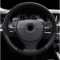 FREESOO Funda Volante Coche Cubierta de Volante Seda de Hielo Antideslizante Transpirable Suave Coche Universal Negro 37…